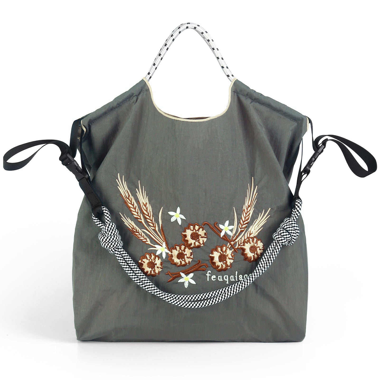 Ball&Chain The Embroidery Ultimate Nylon Tote Bag for Women - Perfect for Live Shopping, Travel, Birthdays（M）