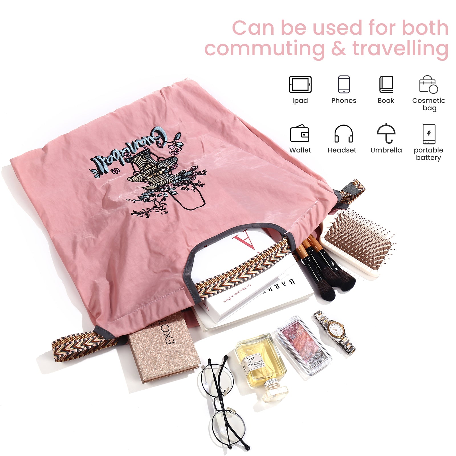 Large Shoulder Bag Handbag for Travel, Work，Personalized Present Bag Everything Tote Bag with Compartments