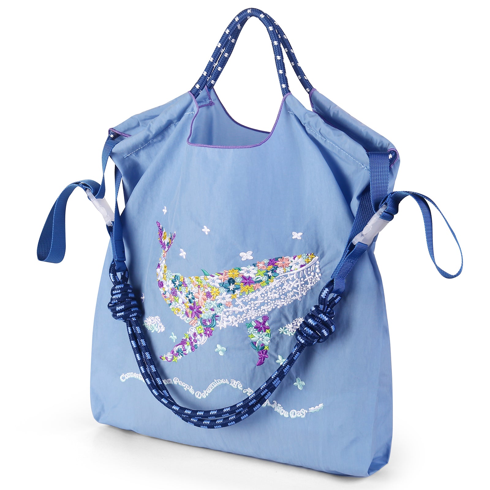 Ball&Chain Women's Fashion Handbag Embroidered Exquisite Butterfly Nylon Handbag Designed for Travel, Beach Bags（L）