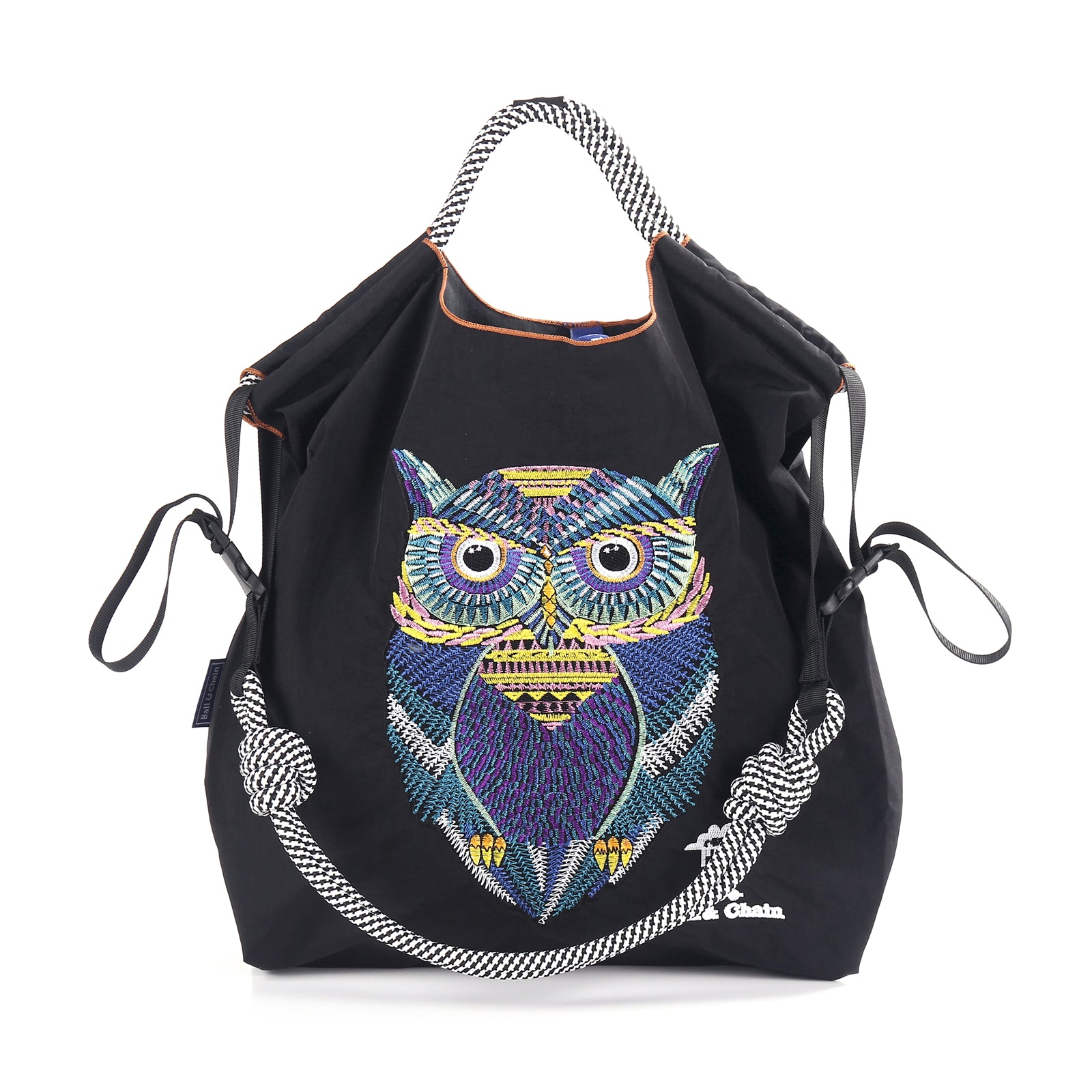 Ball&Chain Embroidery Initial Nylon Tote Bag, Crossbody Bag Purse for Women Travel Bags Handbags Everyday Bag（L）