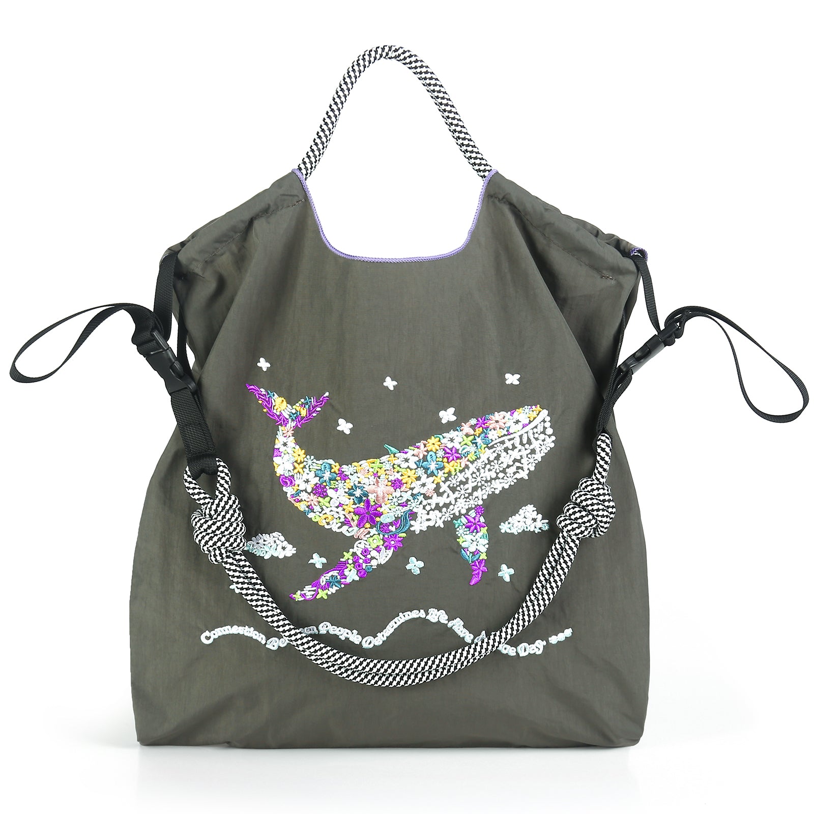 Ball&Chain Women's Fashion Handbag Embroidered Exquisite Butterfly Nylon Handbag Designed for Travel, Beach Bags（L）