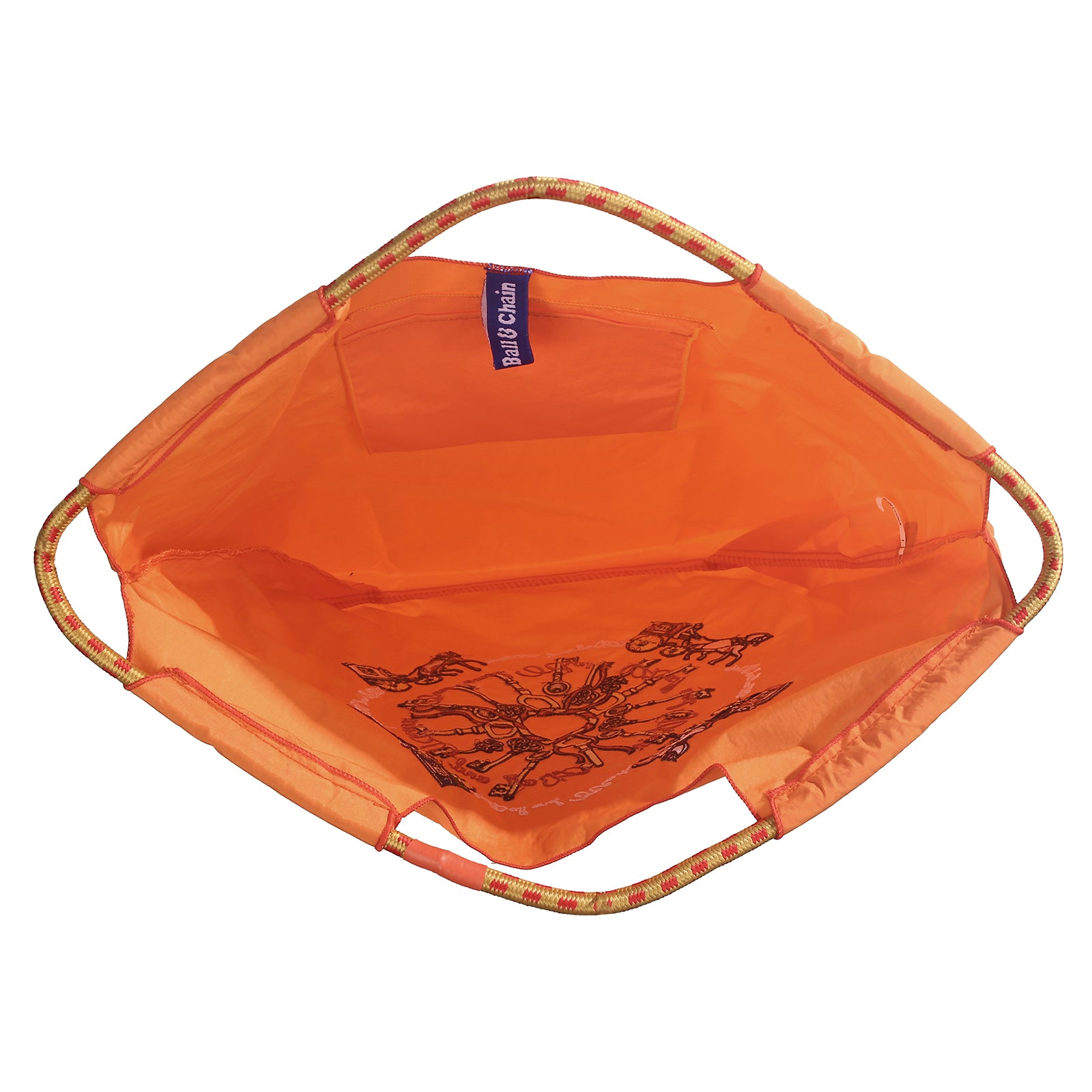 Ball&Chain Carriage Pattern Embroidery Nylon Tote Bag for Women（L）