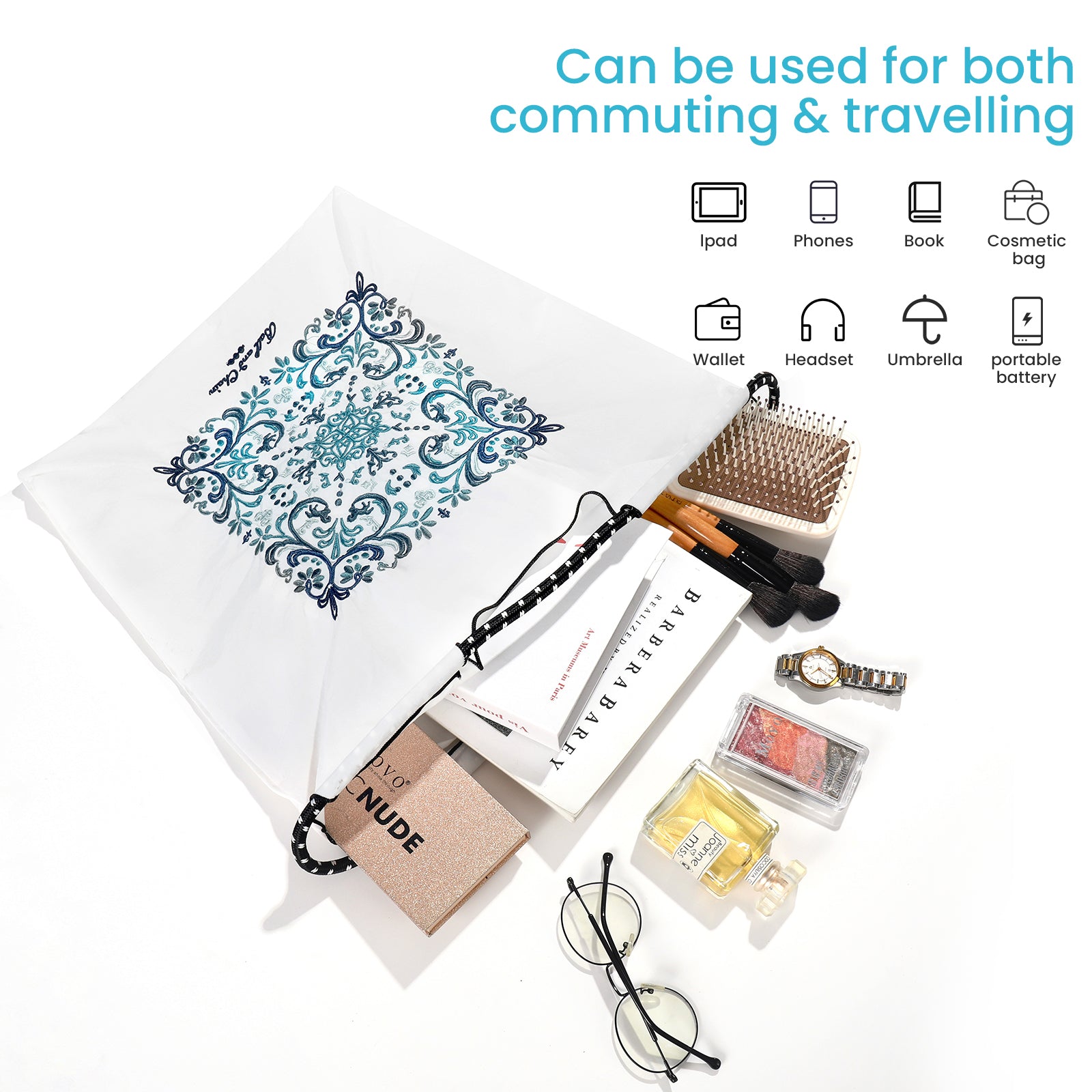 Ball&Chain Nylon Tote Bags Personalized Birthday Gift for Women（L）