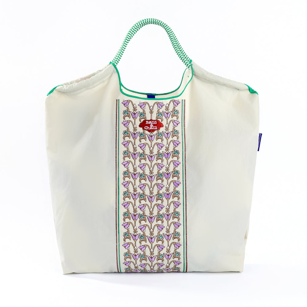 Ball&Chain Bohemian Purple Floral Embroidered Large Tote Bag-M