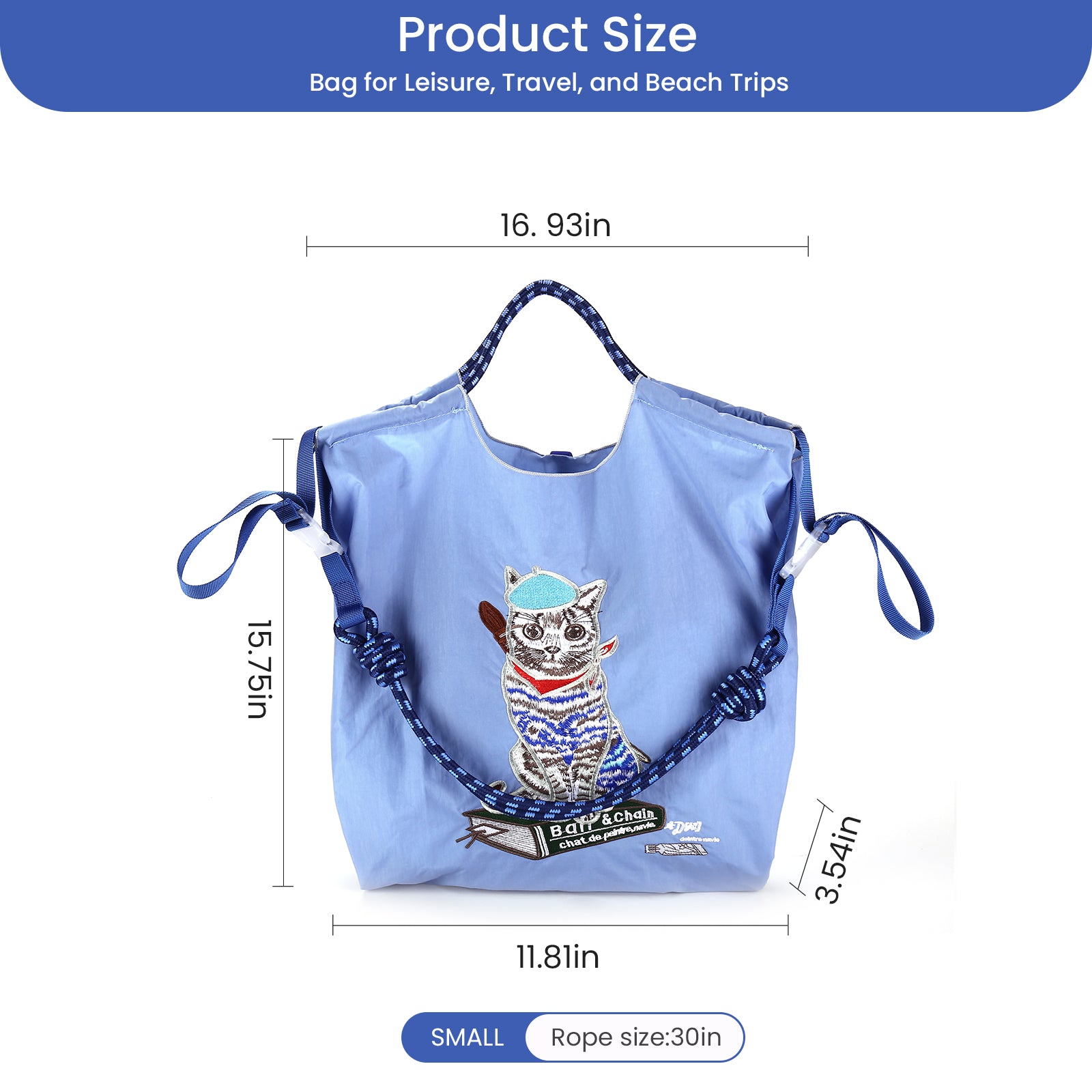 Ball&Chain Embroidery Tote Bag Women Work Bags Crossbody Bag Purse for Women Travel Bags Handbags Everyday Bag（M）
