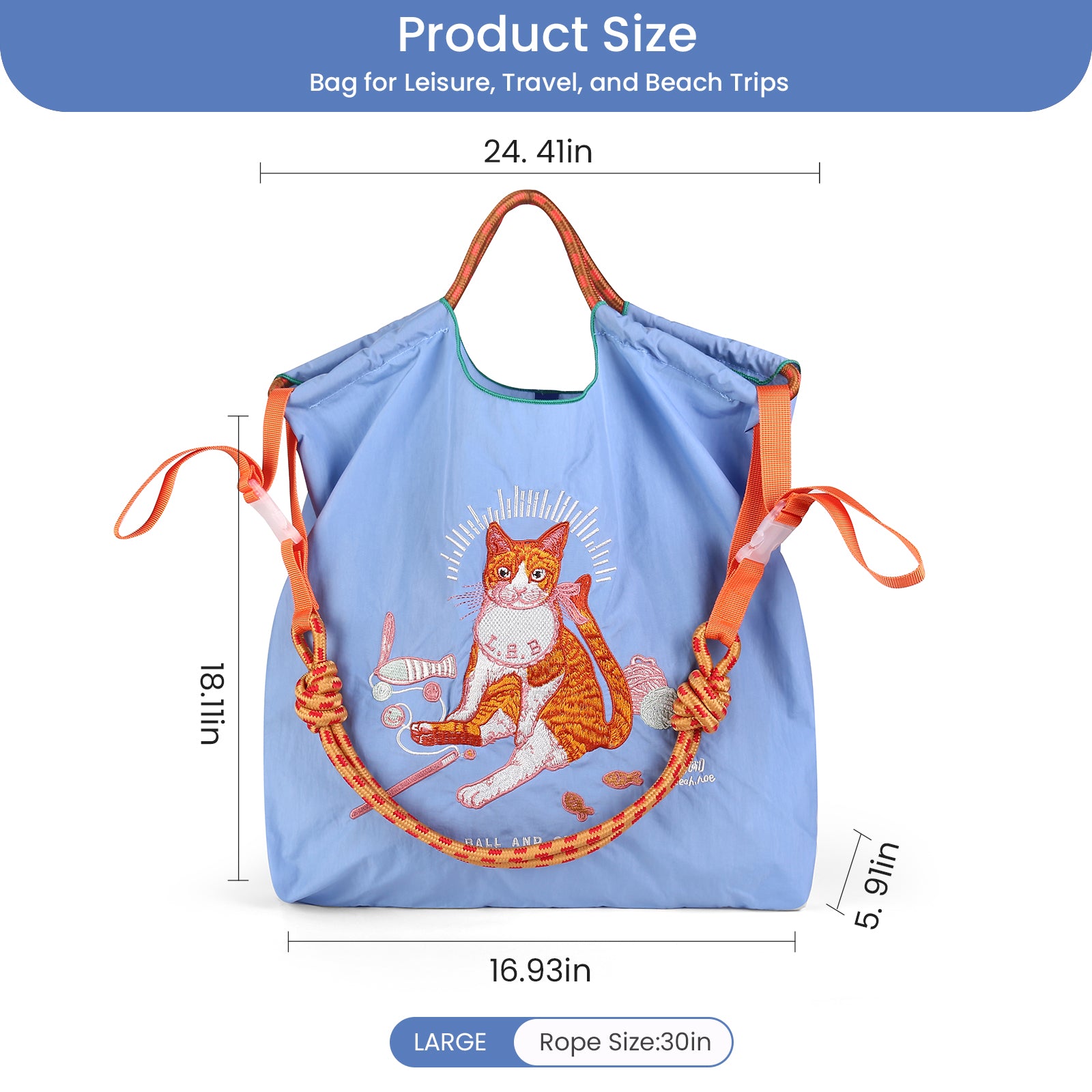 Ball&Chain Tote Bag Women Work Bags Nylon Bag Purse for Women Travel Bags（L）