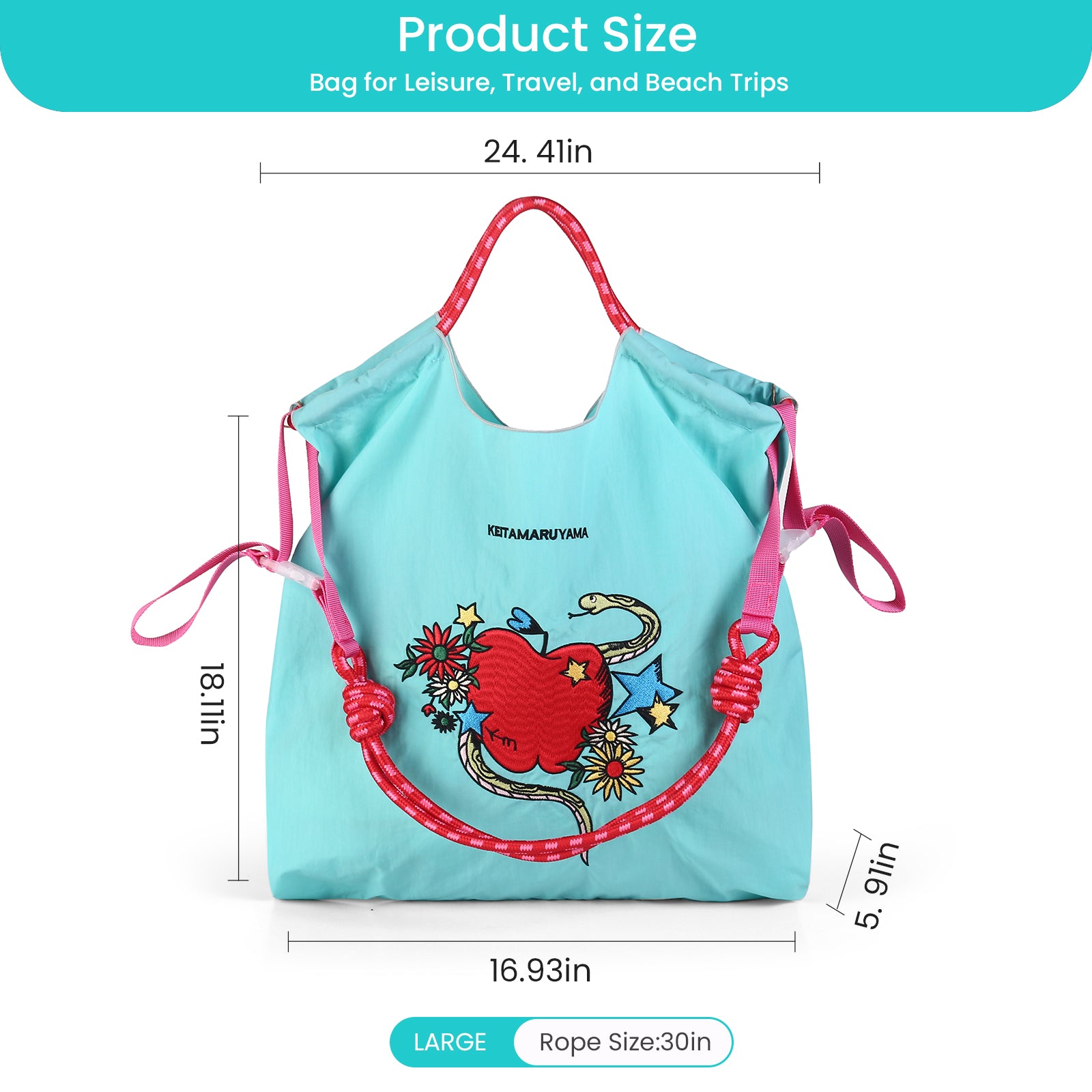 Ball&Chain Women's The Large Tote Bag Nylon Aesthetic Tote Bag for Women Shopping Bags(L)