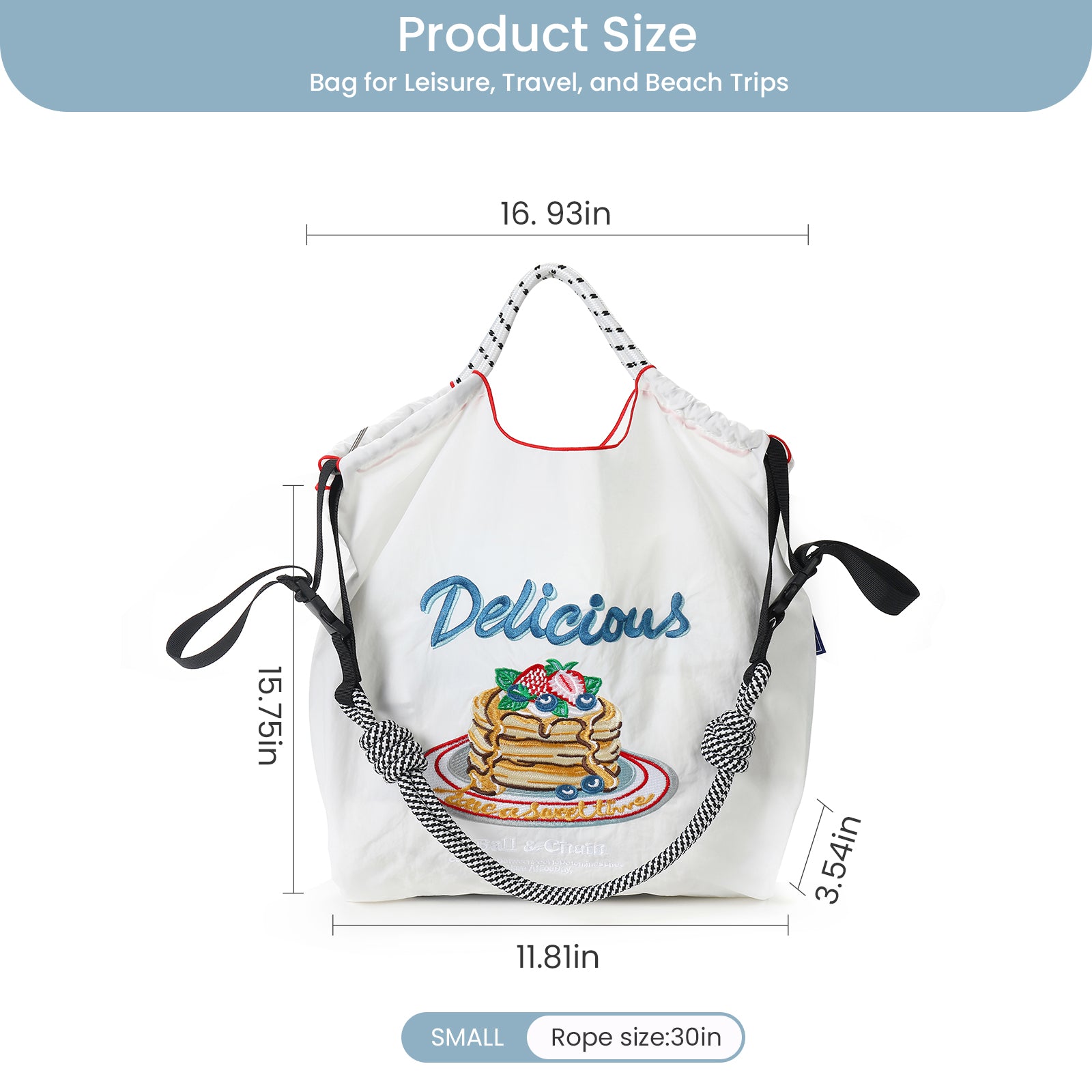 Ball&Chain Embroidery Tote Bag for Women with Shoulder Strap，is a Great Gift for Women, Mom, Teachers, Friends, Bridesmaids（M）