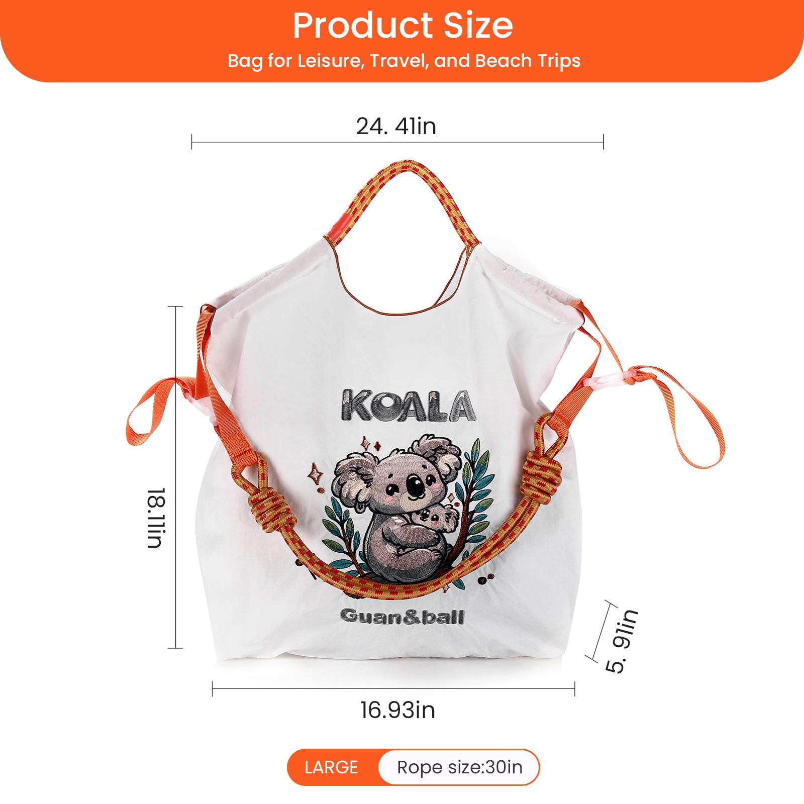 Guan&Ball Tote Bag for Women, Foldable Tote Bag With Large Shoulder strap Bag Handle Handbag for Travel, Work