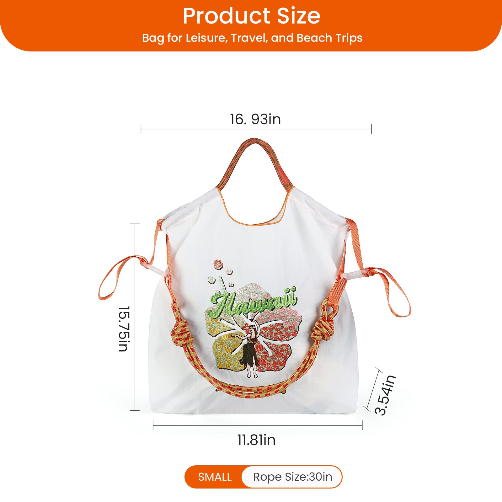 Ball&Chain Embroidery Tote Bag for Women, Foldable Tote Bag（M）