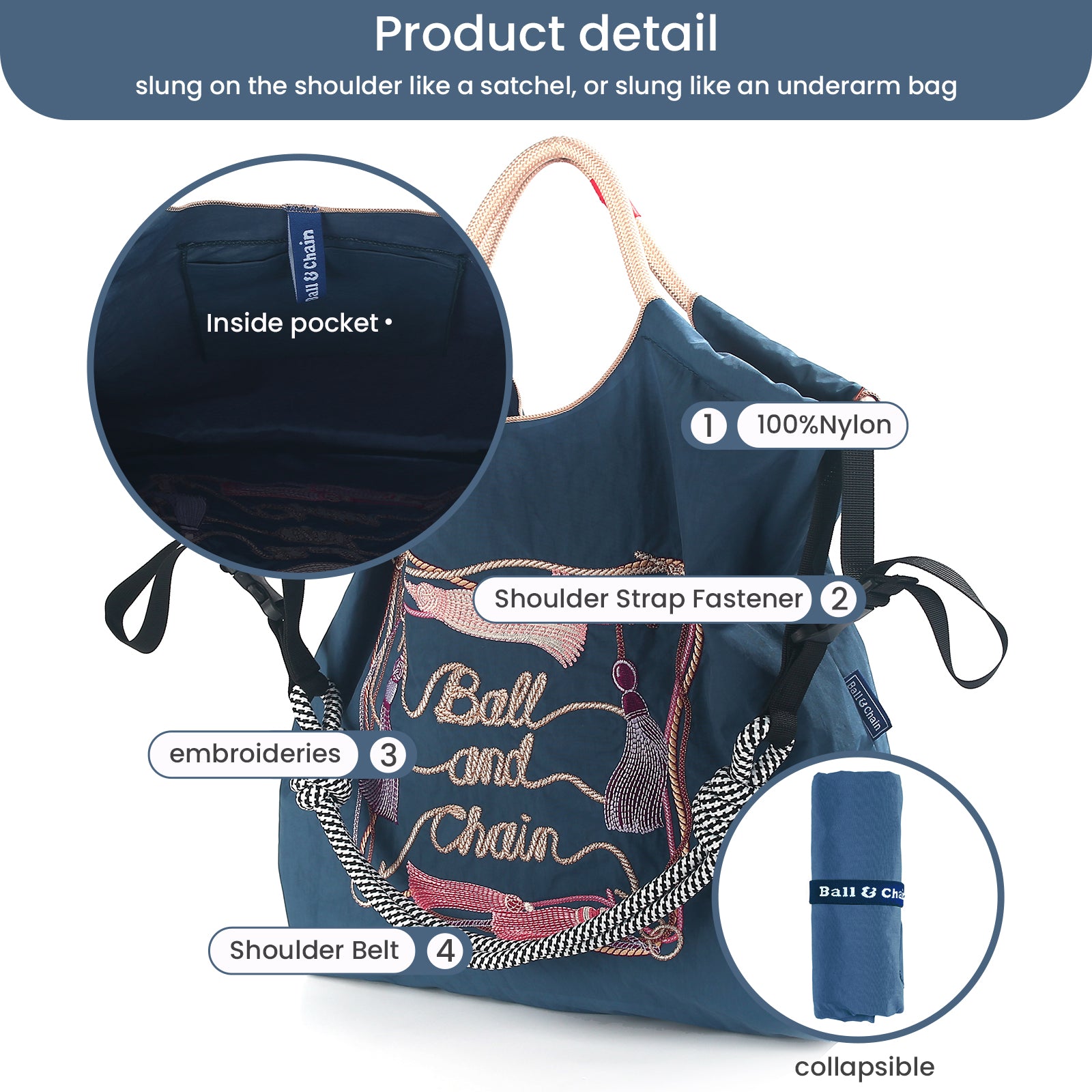 Ball&Chain Large Tote Bag For Women, Travel Shoulder Bag Top Handle Handbag for Gym, Work, Travel（M）