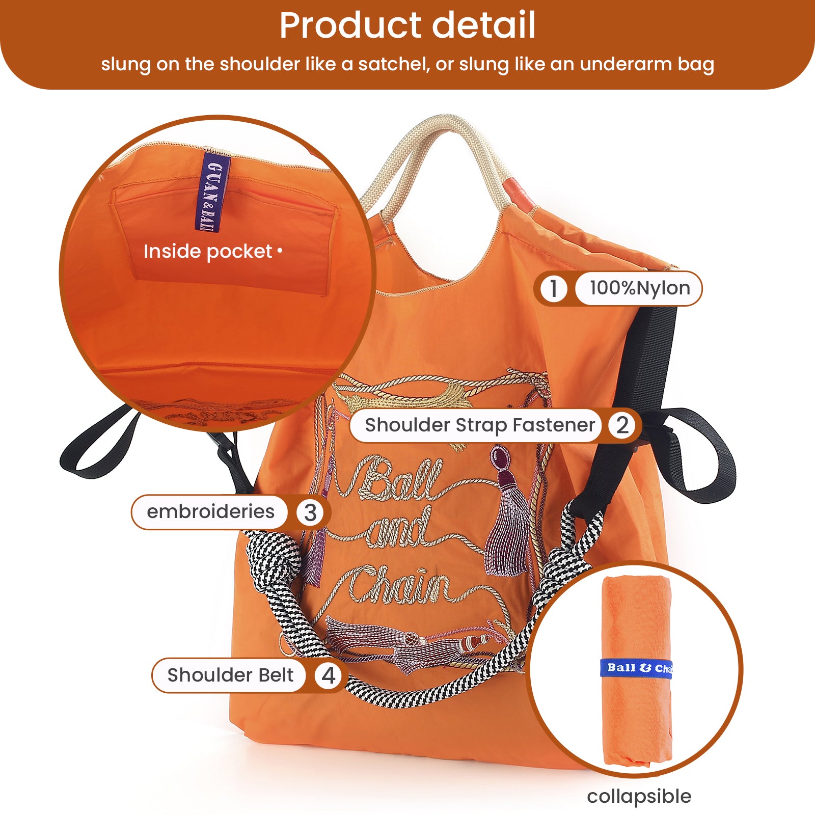 Ball&Chain Large Tote Bag For Women, Travel Shoulder Bag Top Handle Handbag（L）