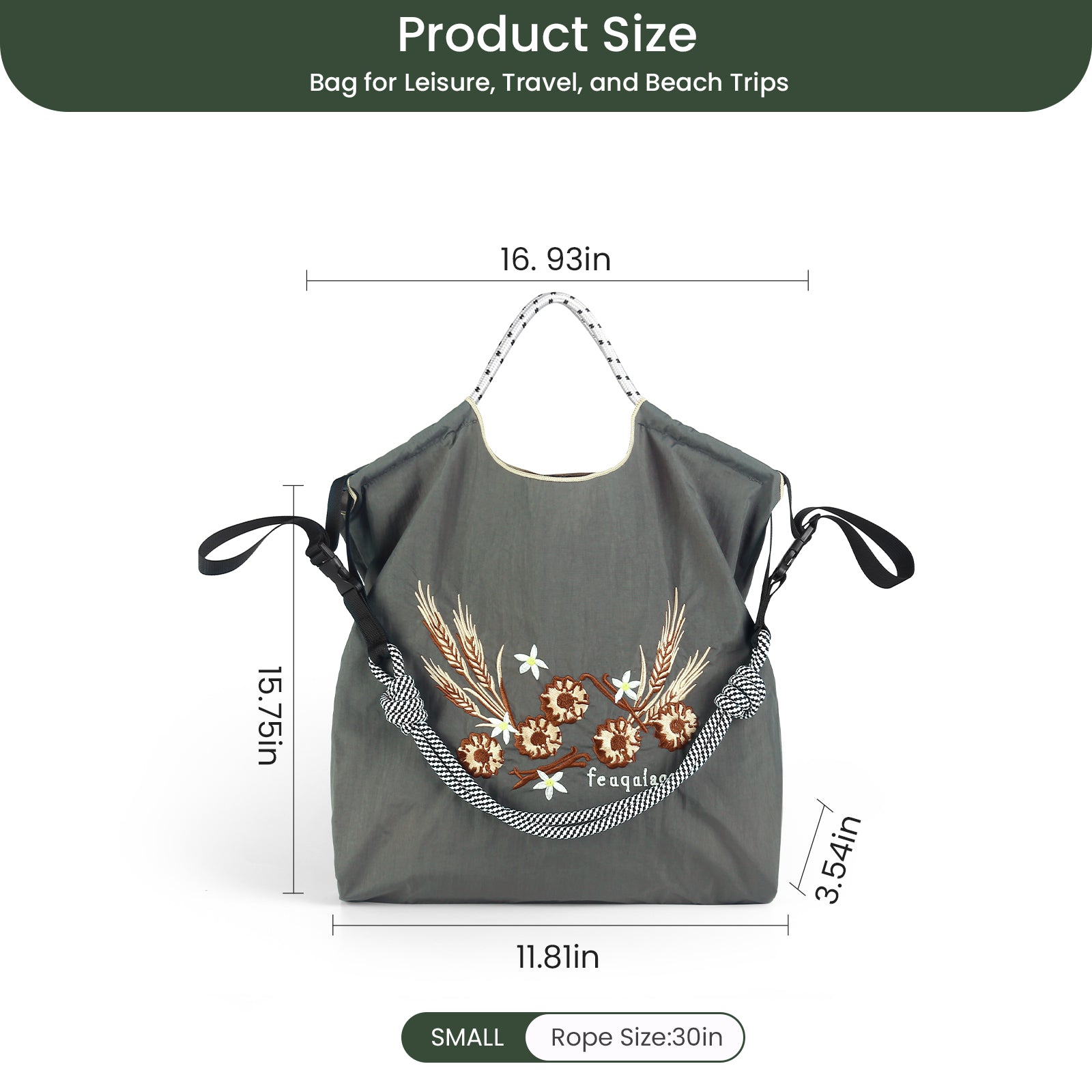 Ball&Chain The Embroidery Ultimate Nylon Tote Bag for Women - Perfect for Live Shopping, Travel, Birthdays（M）
