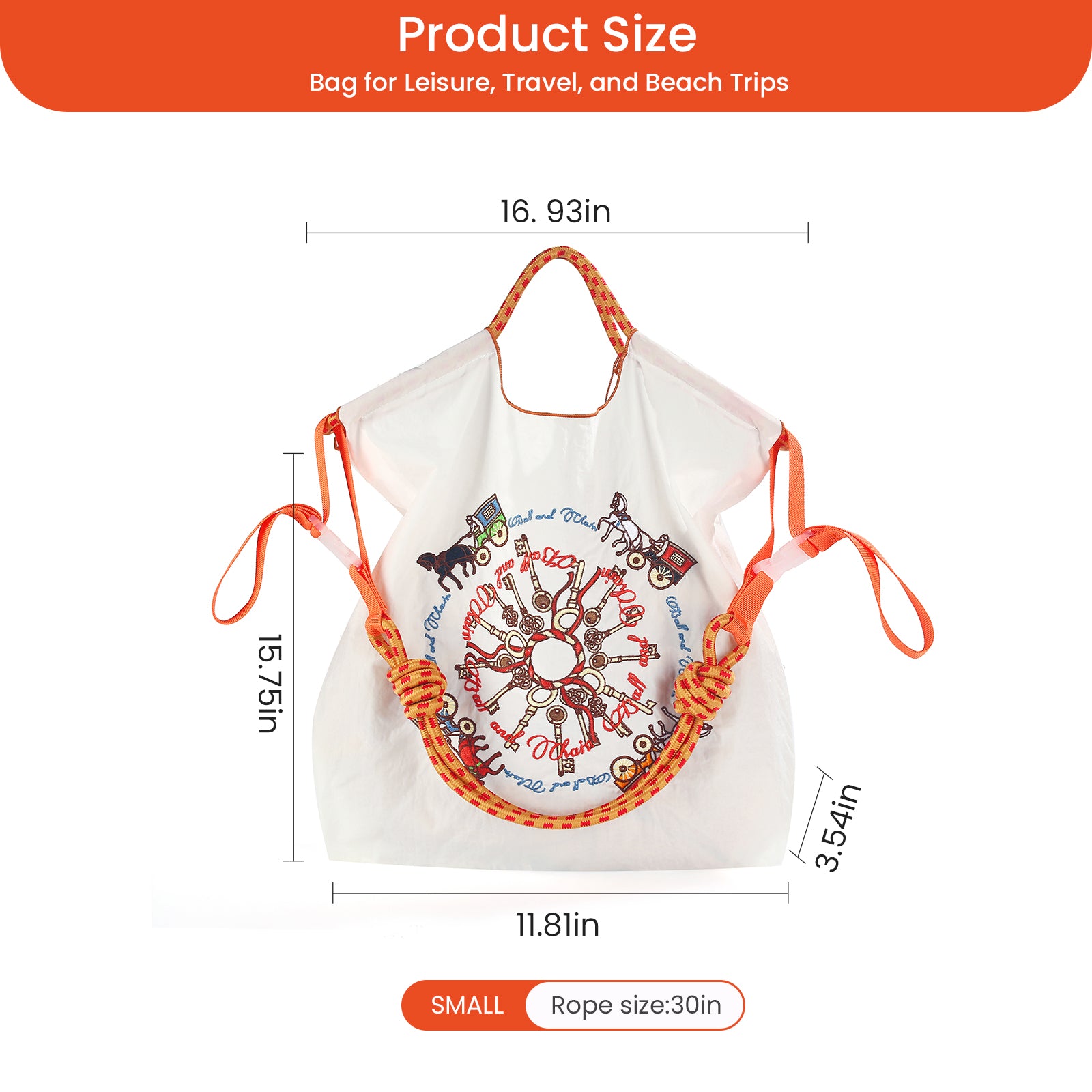 Ball&Chain Carriage Pattern Embroidery Nylon Tote Bag for Women, Travel Shoulder Bag Top Handle HandBags for Work, Travel（M）