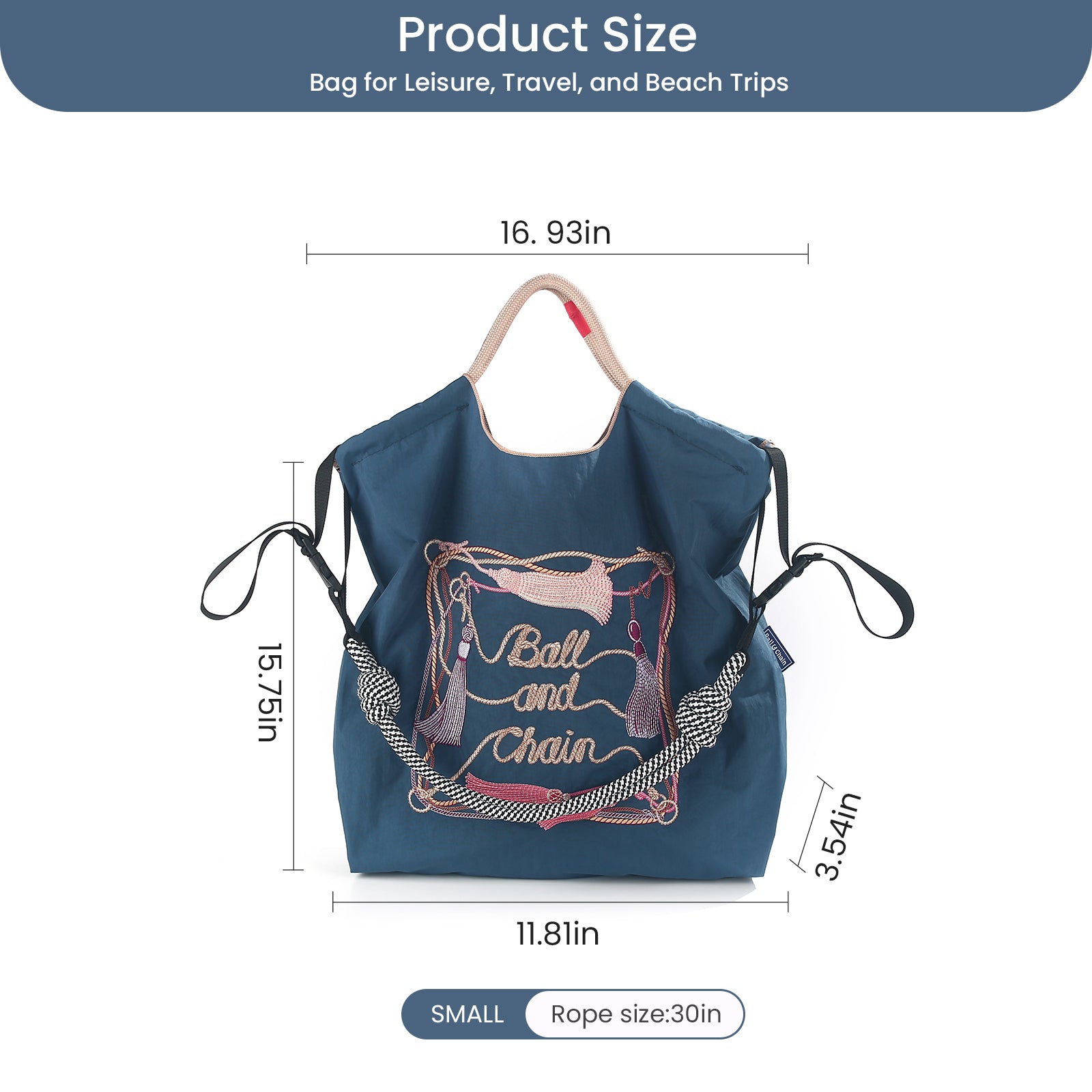 Ball&Chain Large Tote Bag For Women, Travel Shoulder Bag Top Handle Handbag for Gym, Work, Travel（M）