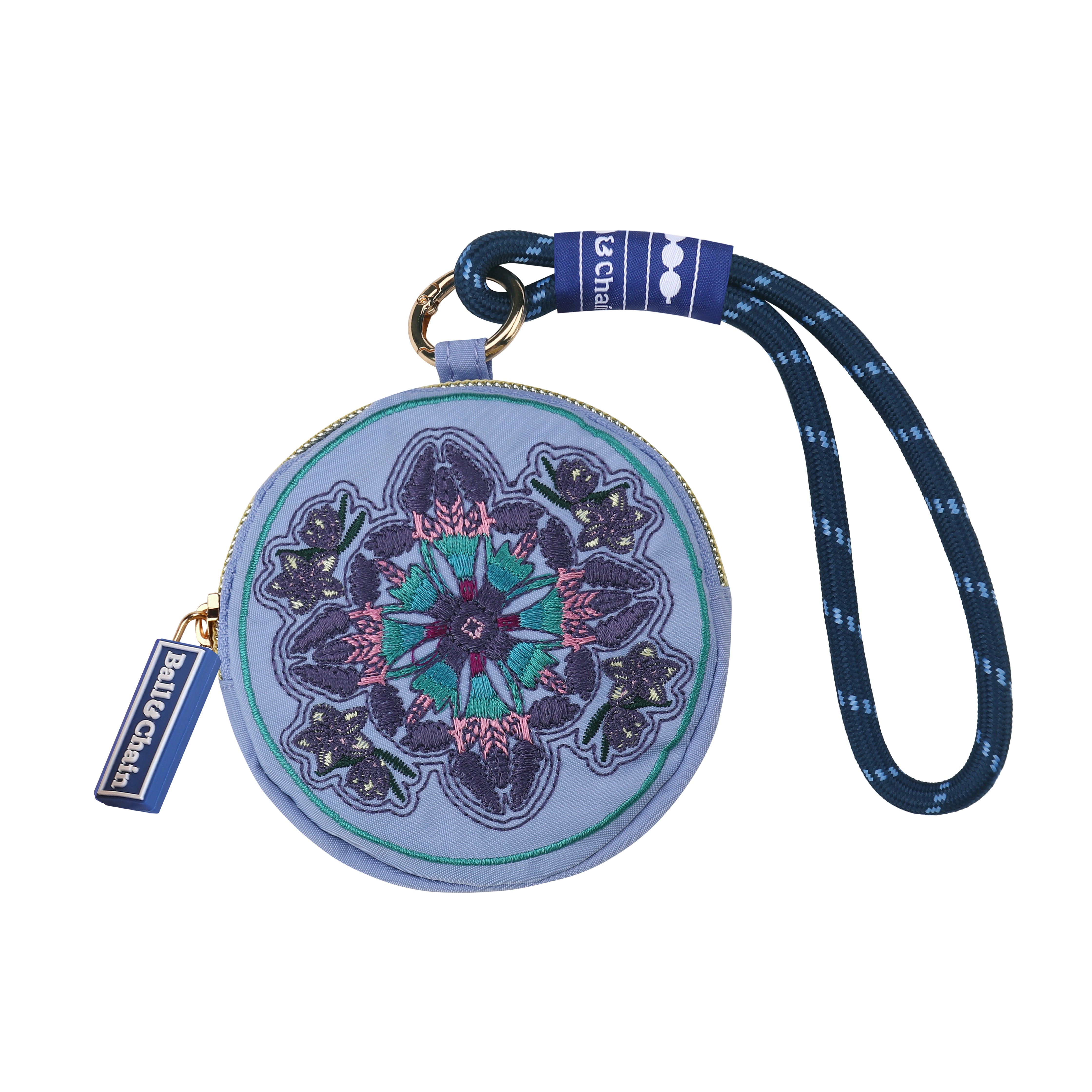 Ball&Chain Credit Card Holder Wallets for Women Nylon Zipper Card Case for Ladies Keychain Wallet