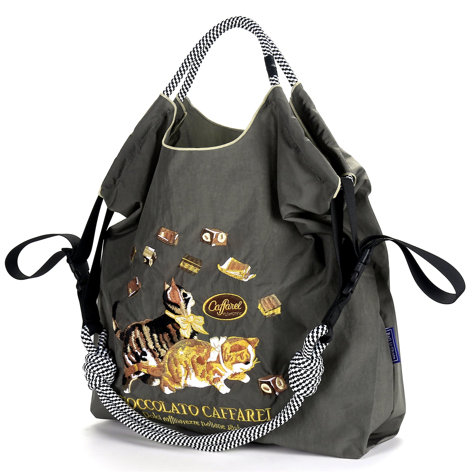 Ball&Chain  Women Embroidery Shoulder Handbag Nylon Pockets Bag Ladies Crossbody Purse Fashion Tote Handle Satchel,15x16 in（M）