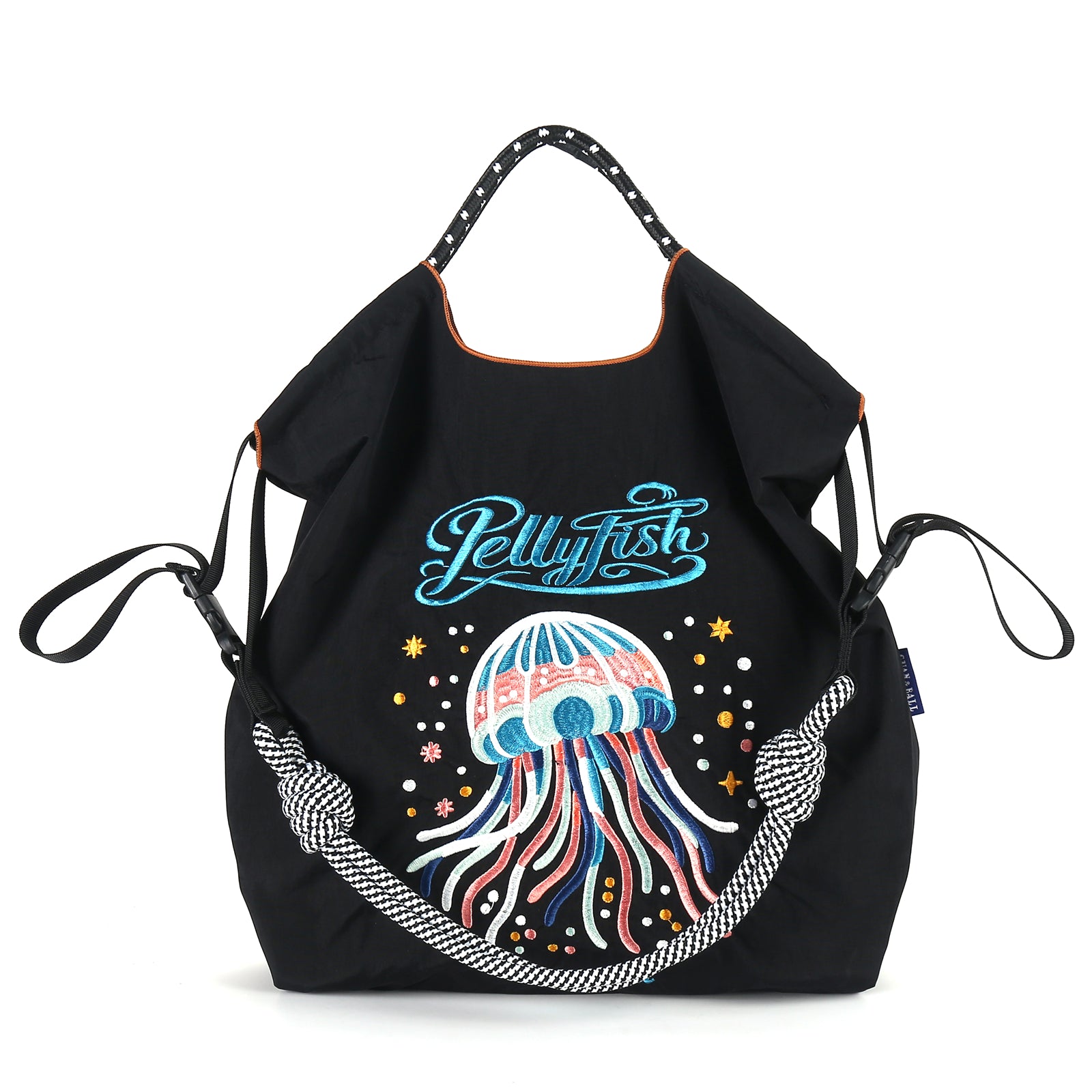 Guan&Ball Lady Tote Bag, a butterfly embroidered patterned nylon bag, is the perfect companion for travel