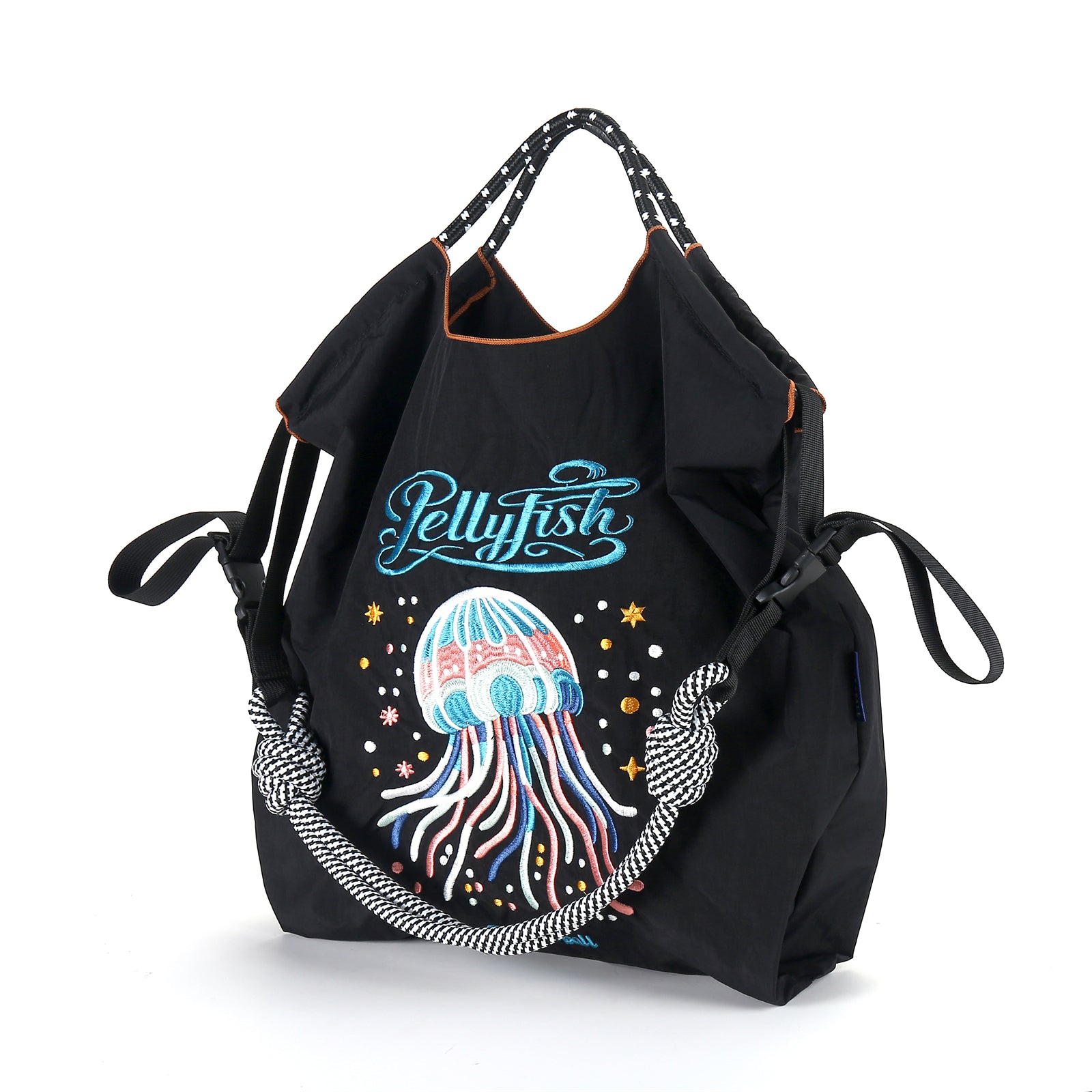 Guan&Ball Lady Tote Bag, a butterfly embroidered patterned nylon bag, is the perfect companion for travel