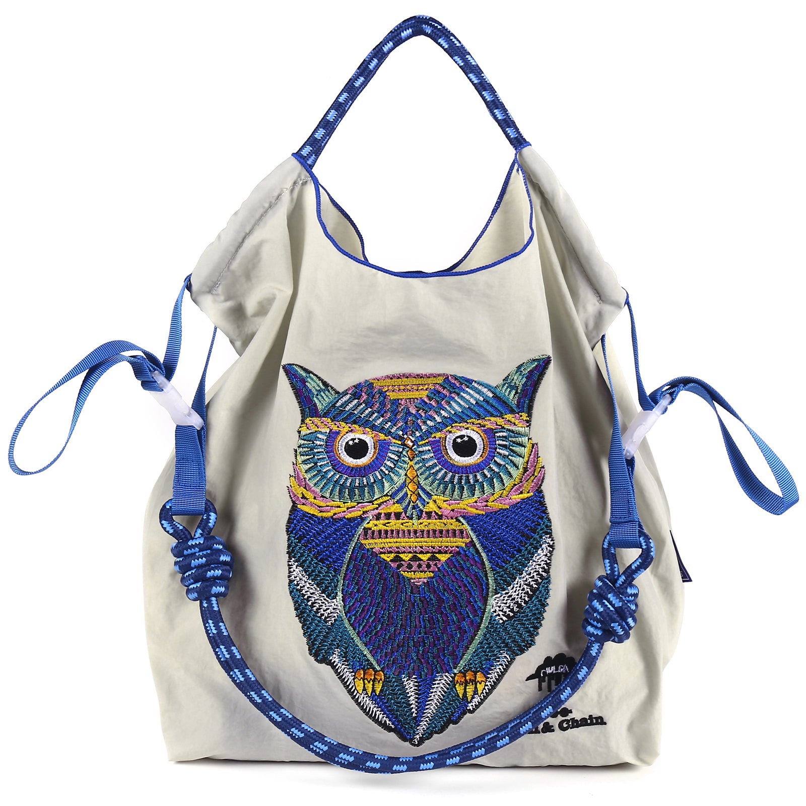 Ball&Chain Embroidery Initial Nylon Tote Bag, Crossbody Bag Purse for Women Travel Bags Handbags Everyday Bag（L）