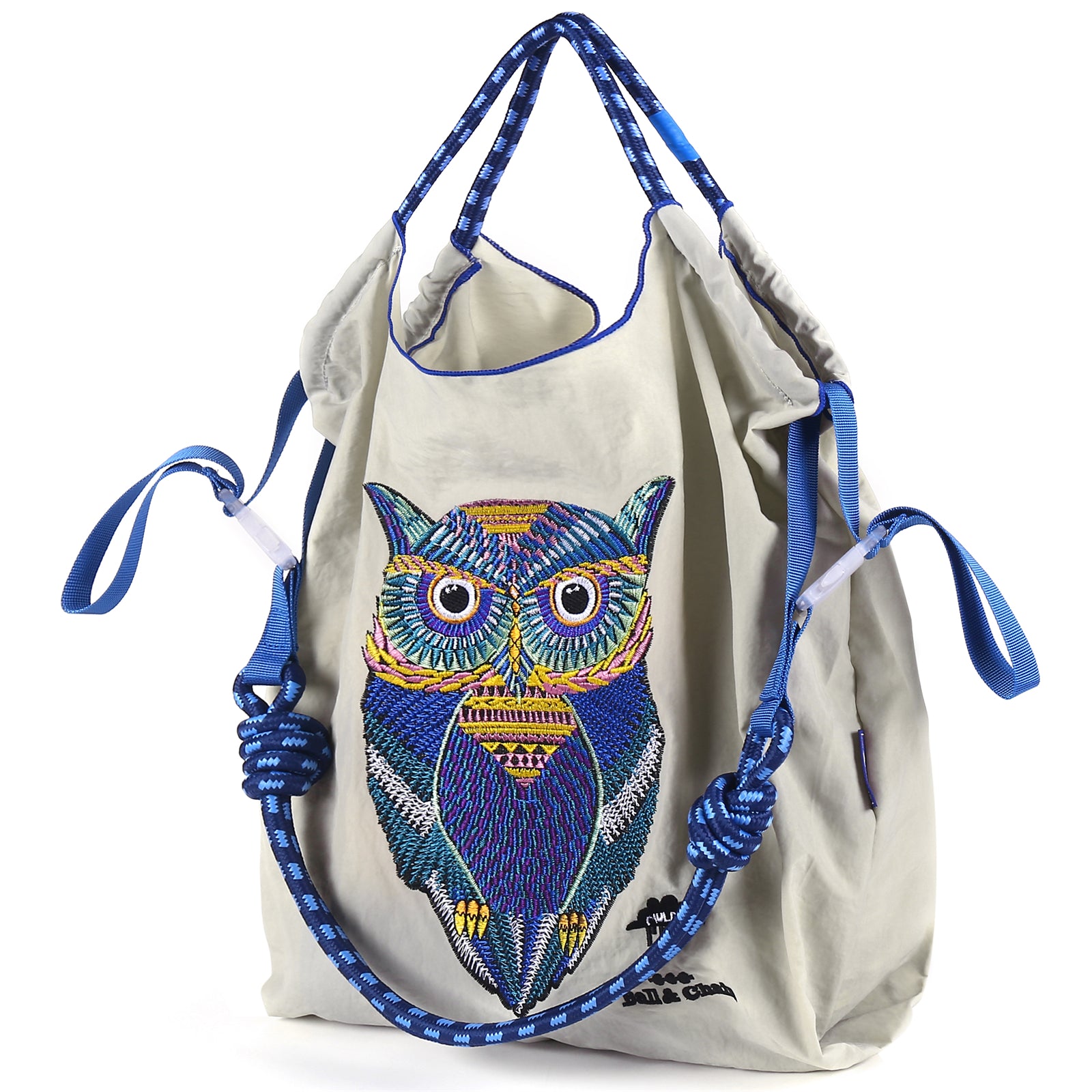 Ball&Chain Embroidery Initial Nylon Tote Bag, Crossbody Bag Purse for Women Travel Bags Handbags Everyday Bag（L）