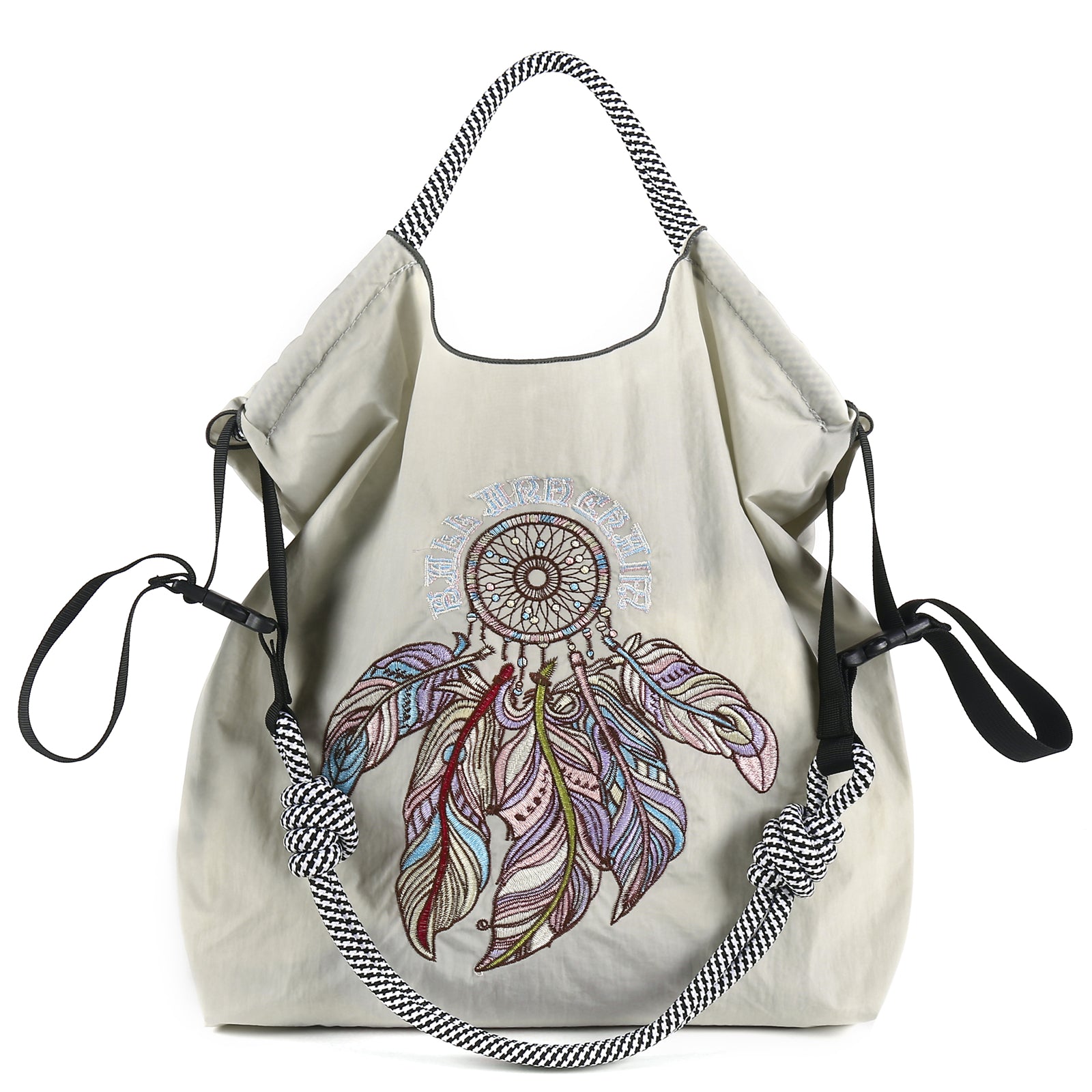 Ball&Chain Embroidery Initial Nylon Tote Bag,Personalized Present Suitable for Travel,Beach,is a Great Gift Women, Mom(M)