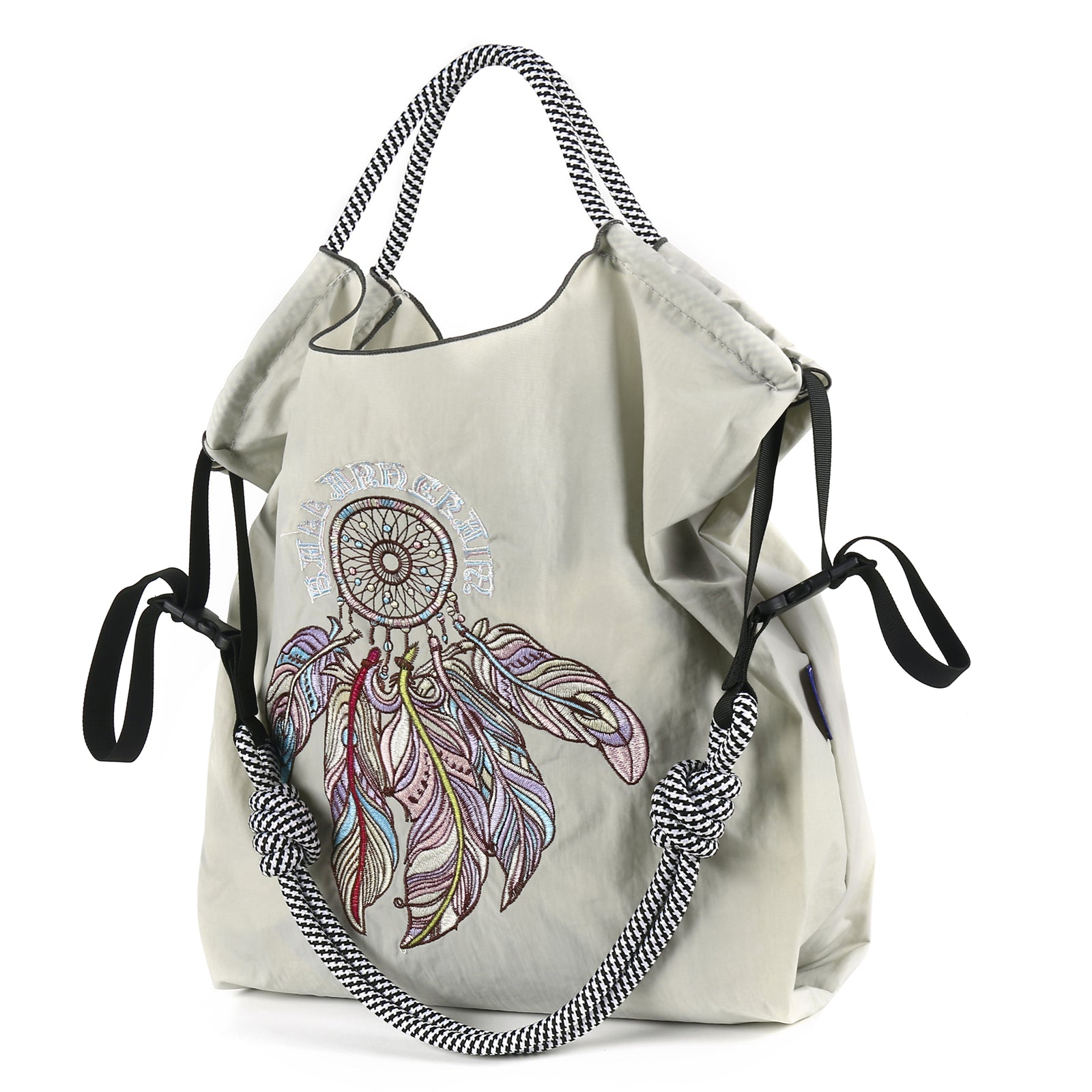 Ball&Chain Embroidery Initial Nylon Tote Bag,Personalized Present Suitable for Travel,Beach,is a Great Gift Women, Mom(M)