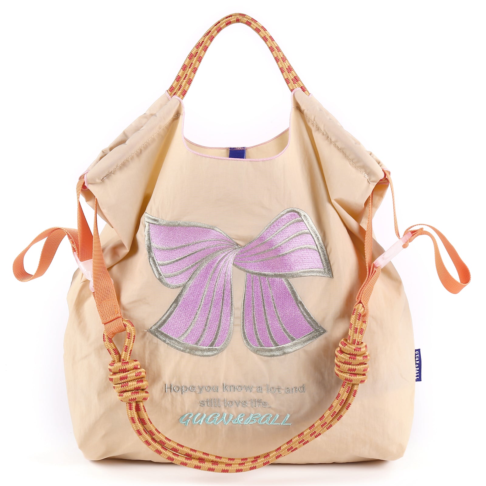 Guan&Ball Embroidery Initial Nylon Tote Bag, Crossbody Bag Purse for Women Travel Bags Handbags Everyday Bag