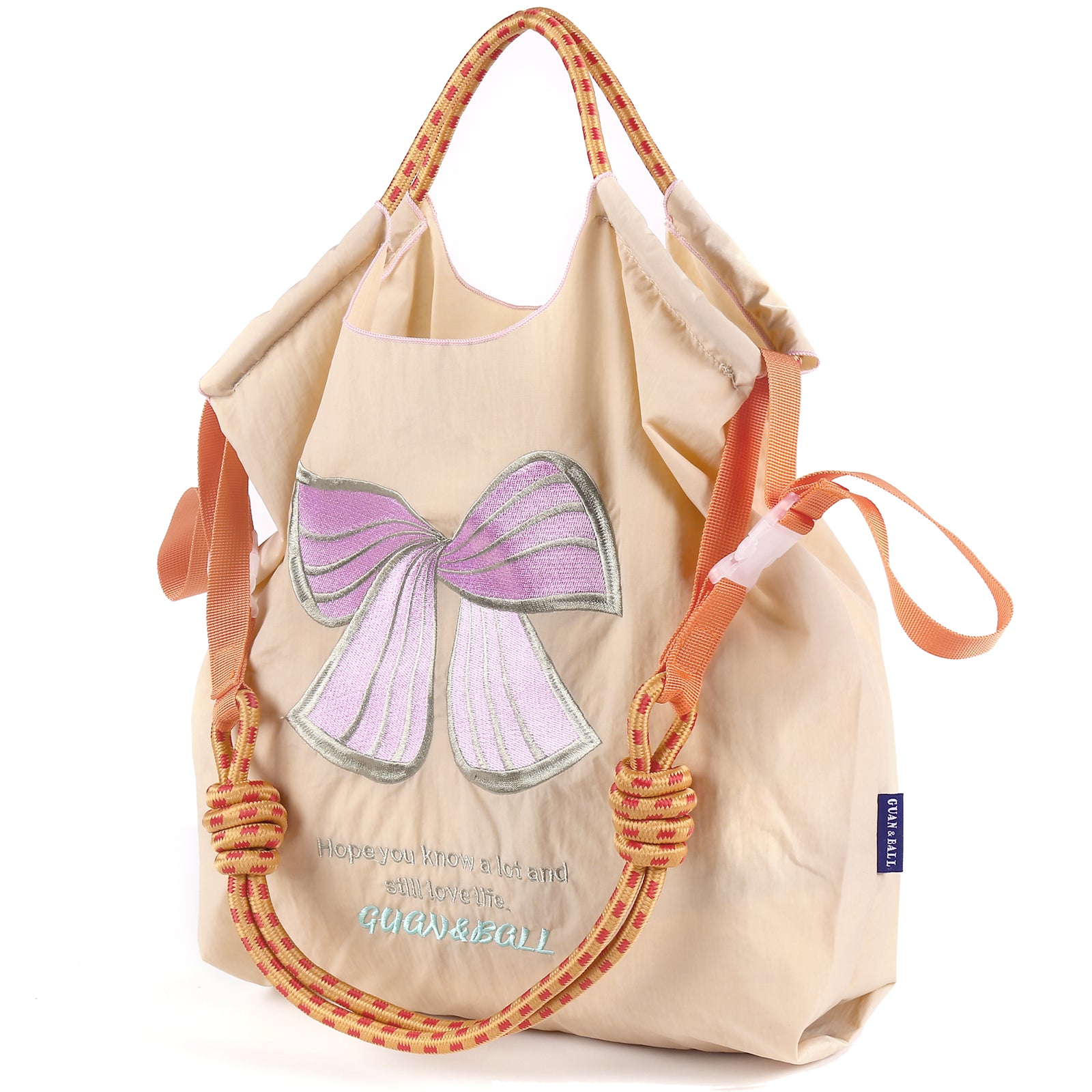 Guan&Ball Embroidery Initial Nylon Tote Bag, Crossbody Bag Purse for Women Travel Bags Handbags Everyday Bag