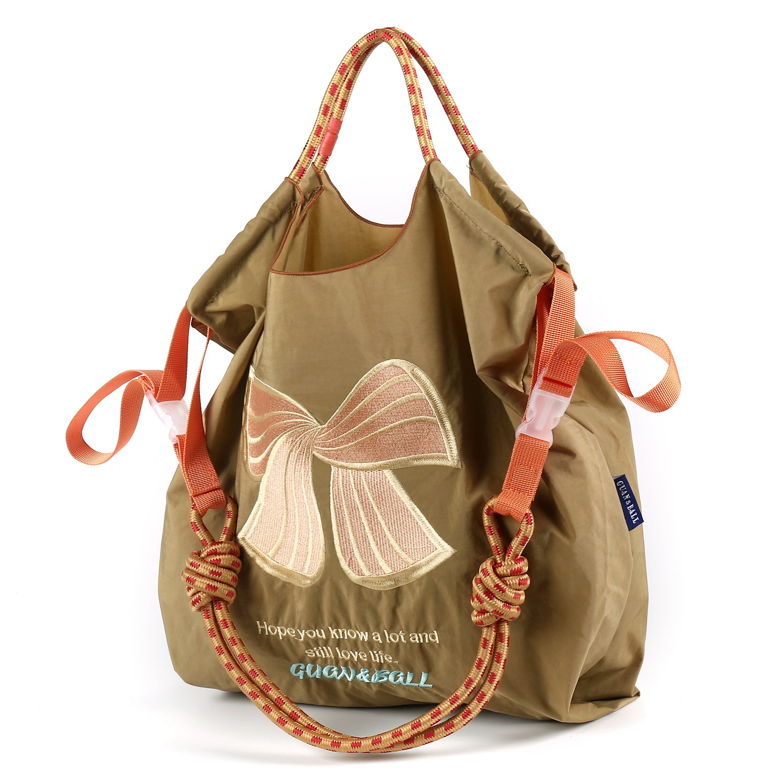 Guan&Ball Embroidery Initial Nylon Tote Bag, Crossbody Bag Purse for Women Travel Bags Handbags Everyday Bag