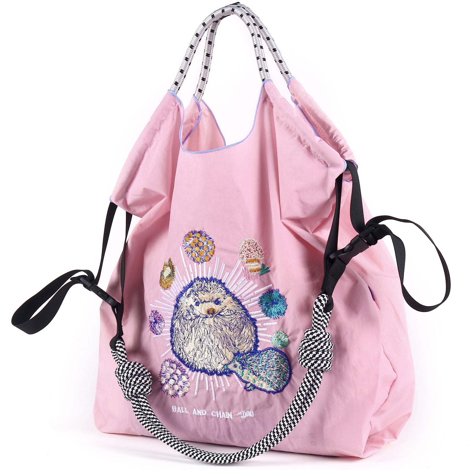 Ball&Chain Nylon Tote Bag for Women，Nylon Tote Bag,Everyday Bag Handbags for Work Beach Gym(L)