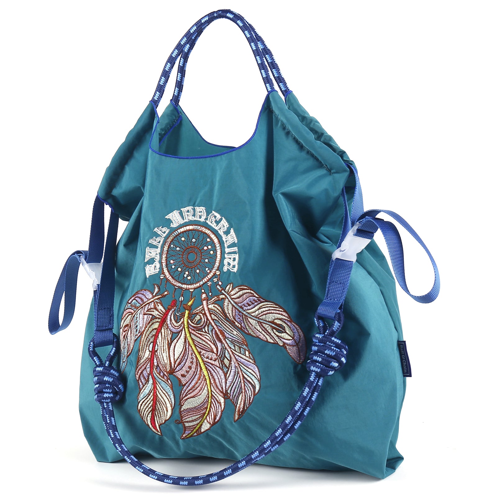 Ball&Chain Embroidery Initial Nylon Tote Bag,Personalized Present Suitable for Travel,Beach,is a Great Gift Women, Mom(M)
