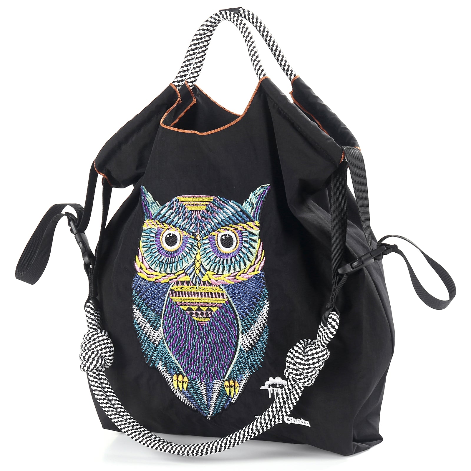 Ball&Chain Embroidery Initial Nylon Tote Bag, Crossbody Bag Purse for Women Travel Bags Handbags Everyday Bag（L）